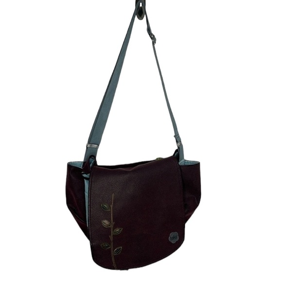 Haiku Purple Embroidered Crossbody Medium Messenger Bag BLEMISH - Picture 1 of 11